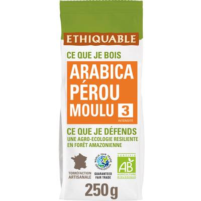 Ethiquable - Commerce Equitable Café moulu Arabica bio du Pérou, 250g