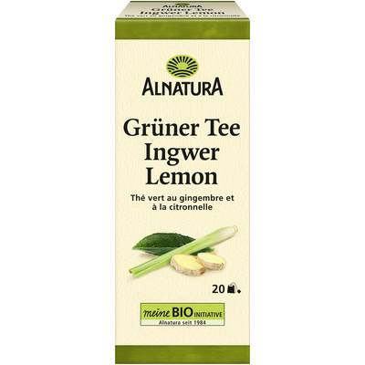 Alnatura Thé Vert Gingembre Citronnelle Bio, 20 sachets