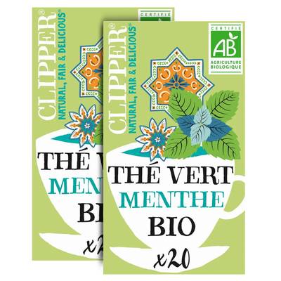 Clipper Thé Vert Menthe Bio - 20 sachets, Lot de 2x35g