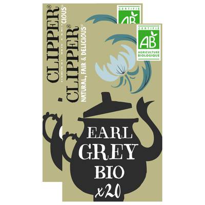 Clipper Thé noir Earl Grey Bio, Lot de 2x20 sachets