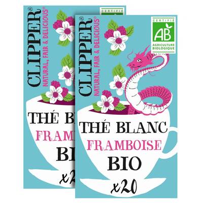 Clipper Thé Blanc à la Framboise Bio, Lot de 2x20 sachets
