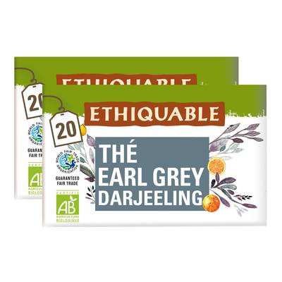 Ethiquable - Commerce Equitable Thé Earl Grey Bio d'Inde, Lot de 2x20 sachets