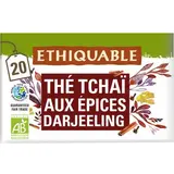 Ethiquable - Commerce Equitable Thé noir Tchaï aux épices Darjeeling Bio, 20 sachets