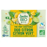 Jardin Bio Etic Thé Vert Duo Citron et Citron Vert Bio, 20 sachets