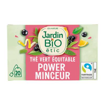 Jardin Bio Etic Thé Vert Power Minceur Saveur citron et cassis Bio, 20 sachets