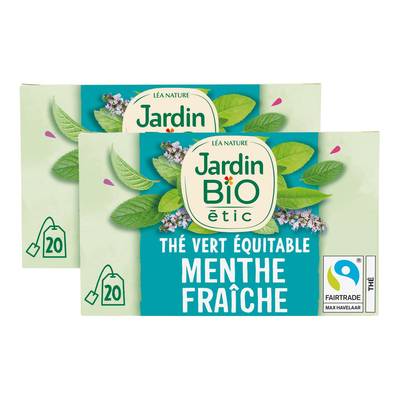 Jardin Bio Etic Thé Vert Menthe Fraîche Bio, Lot de 2x20 sachets