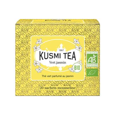 Kusmi Tea Thé vert jasmin Bio - Etui  sachets mousseline, 20 sachets