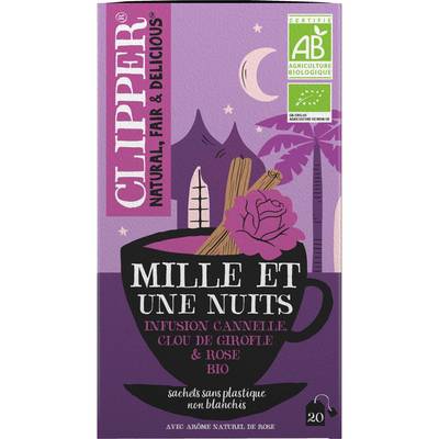Clipper Infusion Mille Une Nuit Cannelle Clou de girofle et rose bio, 20 sachets