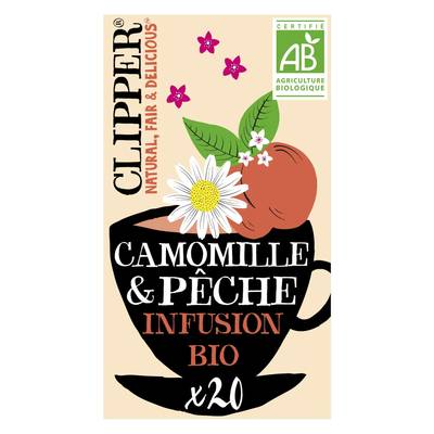 Clipper Infusion Camomille Pêche bio, 20 sachets