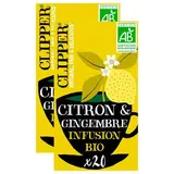 Clipper Infusion Citron Gingembre Bio, Lot de 2x20 sachets