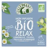Elephant Infusion bio relax camomille tilleul et feuilles d'oranger, 20 sachets
