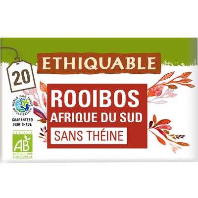 Ethiquable - Commerce Equitable Rooibos sans théine Bio d'Afrique du Sud, 20 sachets