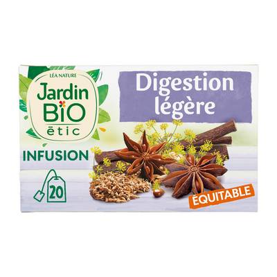 Jardin Bio Etic Infusion Digestion Légère Badiane Anis Fenouil Bio, 20 sachets
