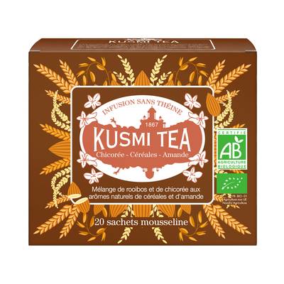 Kusmi Tea Rooibos Chicorée Céréales Amande bio, 20 sachets