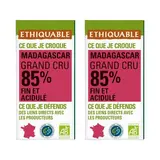 Ethiquable - Commerce Equitable Chocolat Noir 85% cacao Bio de Madagascar, Lot de 2x100g