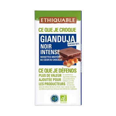 Ethiquable - Commerce Equitable Chocolat noir Gianduja inense 42% Cacao Bio du Nicaragua, 100g