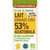 Ethiquable - Commerce Equitable Chocolat lait 53% cacao Bio du Guatemala, 100g