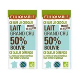 Ethiquable - Commerce Equitable Chocolat Lait 50% Cacao Bio de Madagascar, Lot de 2x100g