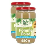 Jardin Bio Etic Purée de pommes et poire Williams Bio Sans Sucres Ajoutés, Lot de 2x680g