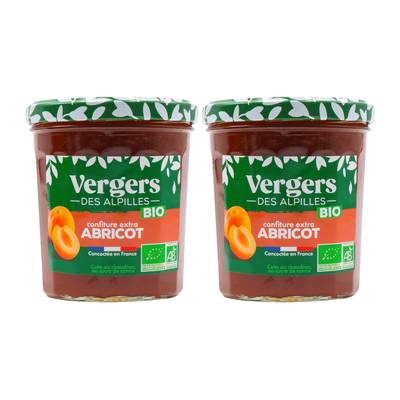 Vergers des Alpilles Confiture Extra Abricot Bio, Lot de 2x370g