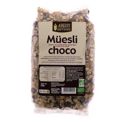 Abbaye De Sept Fons Céréale Müesli aux pépites de Chocolat Bio, 375g