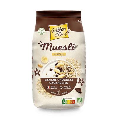 Grillon Or Muesli Banane Chocolat Cacahuetes Protéines Bio, 500g