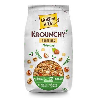 Grillon Or Krounchy Muesli Noisettes Protéines Bio, 500g