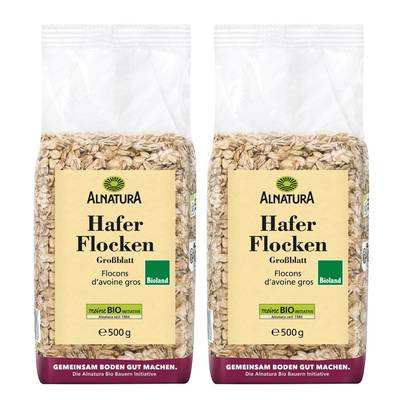 Alnatura Gros flocons d'avoine bio, Lot de 2x500g