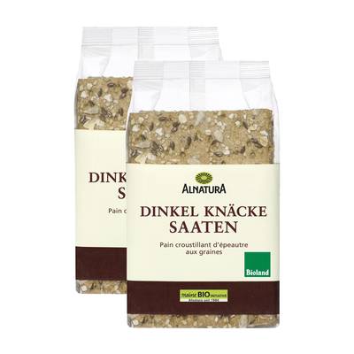 Alnatura Pain croustillant bio aux graines, Lot de 2x200g