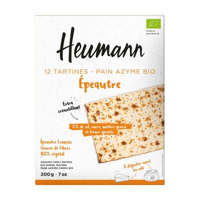 Heumann Tartines à la farine d'épeautre bio - Pain azyme, 200g