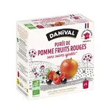 Danival Poki bio Purée pomme-fruits rouges, 4 gourdes de 90g