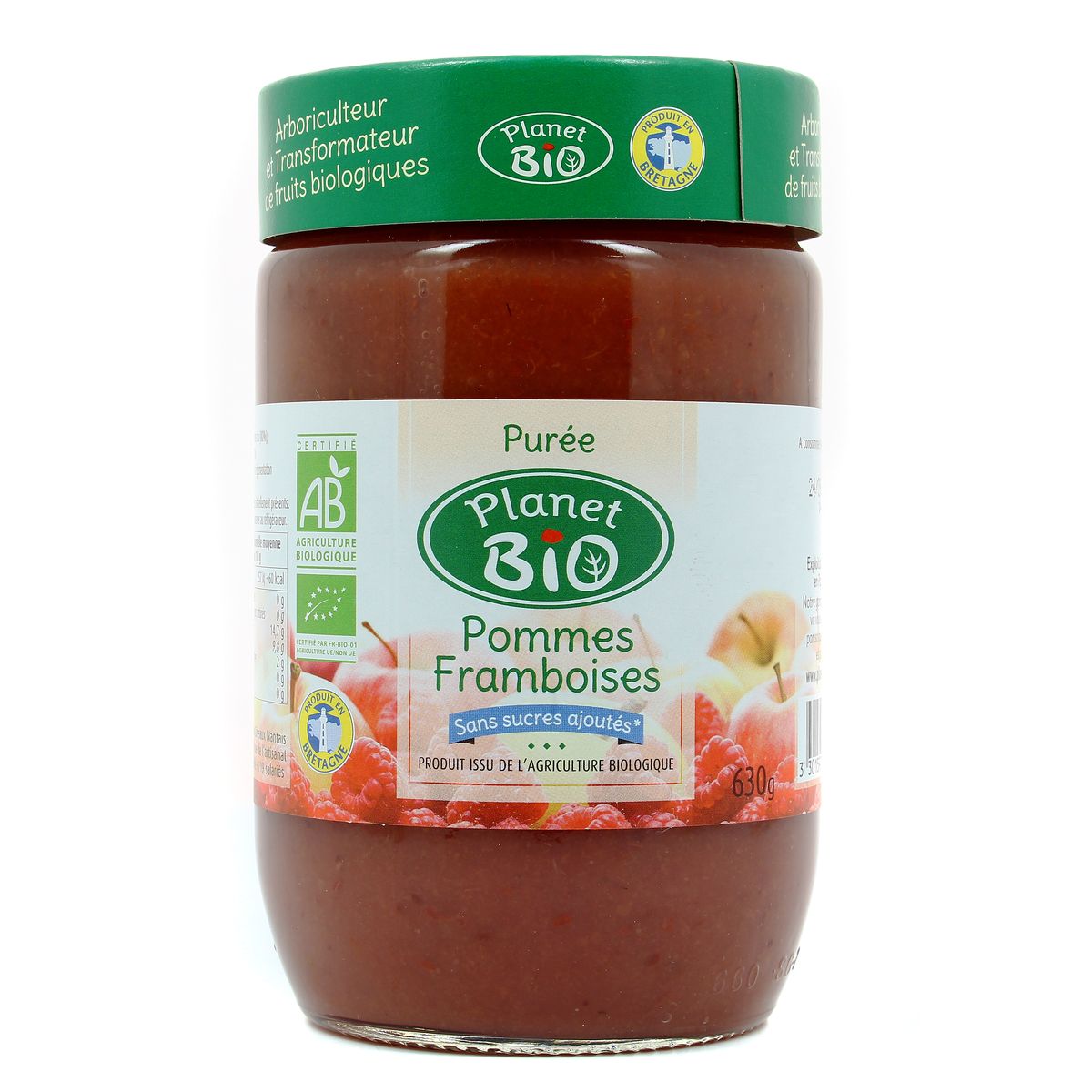 Planet Bio Purée pomme framboise bio sans sucres ajoutés, 630g