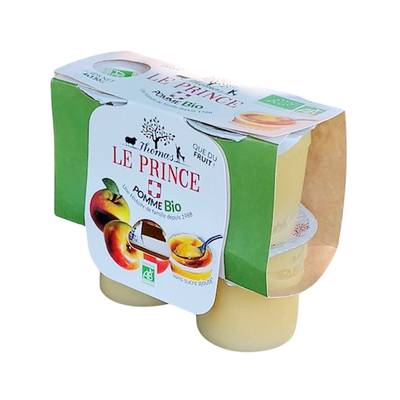 Thomas Le Prince Compote Coupelles bio pomme sans sucres ajoutés, 4x130g