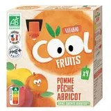 Vitabio - Cool Fruits Pomme, Pêche, Abricot Bio- Purée de Fruits en gourde, 4 gourdes de 90g