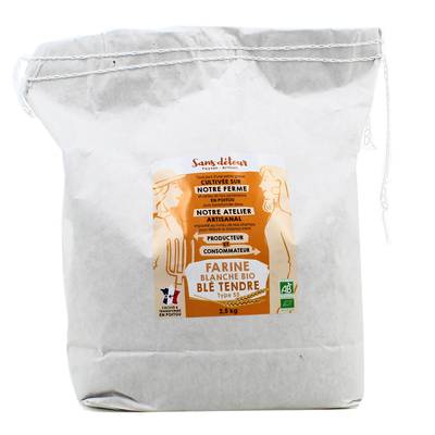 Sans Détour Farine de blé blanche bio T55, Grand format de 2,5KG