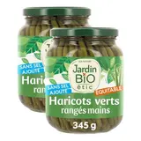 Jardin Bio Etic Haricots Verts Extra fins cueillis et rangés mains Bio sans sel ajouté en bocal, Lot de 2x335g