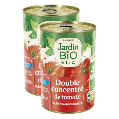 Jardin Bio Etic Double Concentré de Tomates Bio Sans sel ajouté, Lot de 2x140g