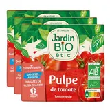 Jardin Bio Etic Pulpe de tomate Bio sans sel ajouté en brique, Lot de 3x500g