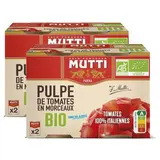 Mutti Pulpe de Tomates en Morceaux Bio en conserve, Lot de 2x2x400g