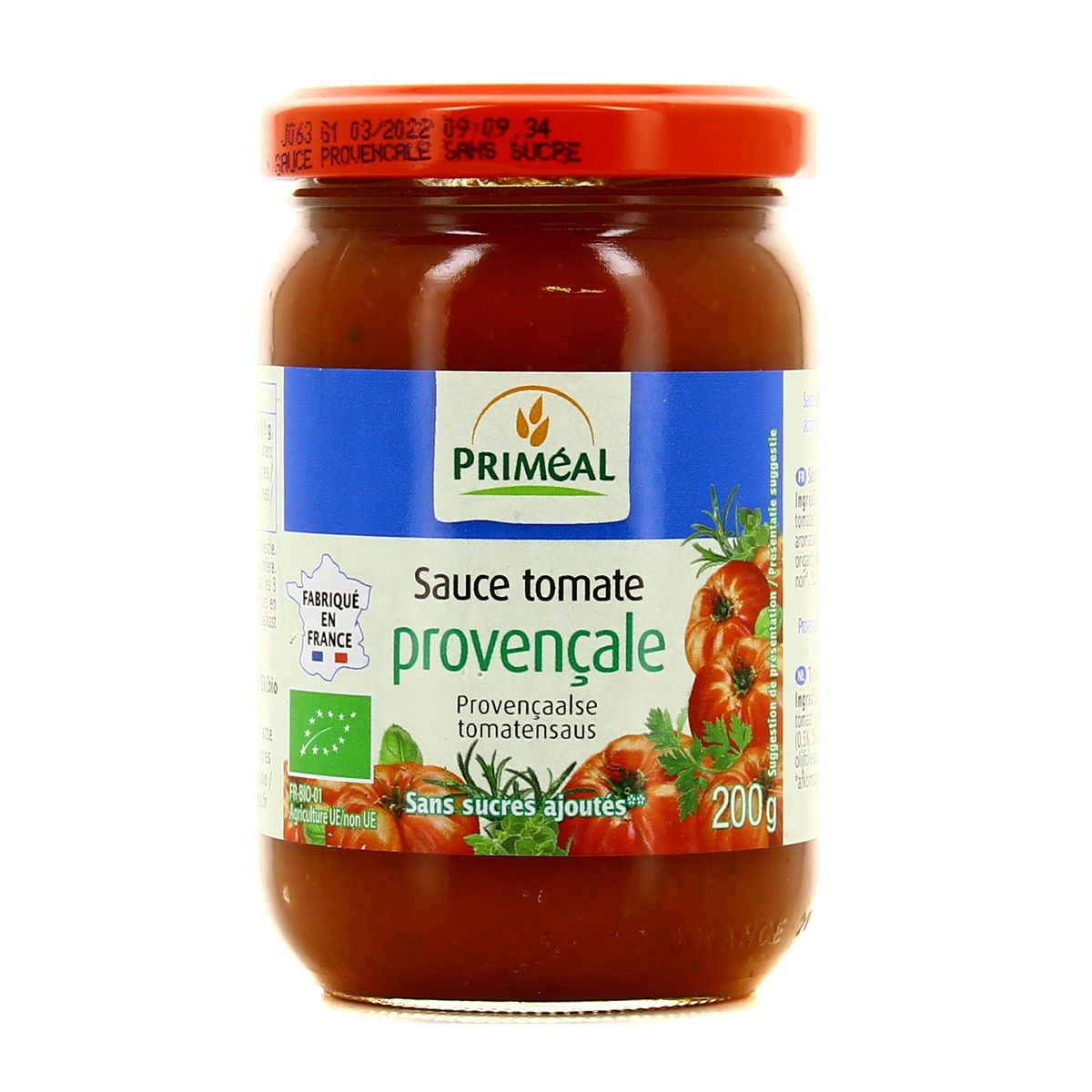 Priméal Sauce tomate provencale bio, 200g