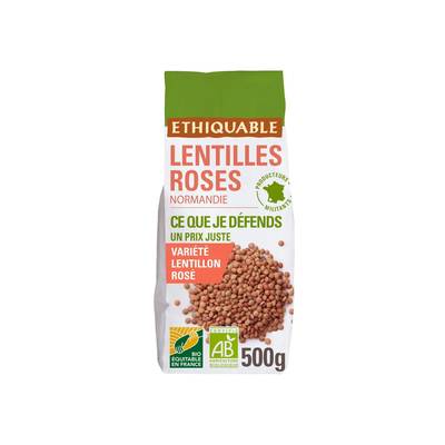 Paysans d'ici - Commerce Equitable Lentilles Roses de Normandie Bio, 500g