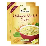 Alnatura Soupe poulet et pâtes bio déshydratée en sachet pour 2, Lot de 2x38g