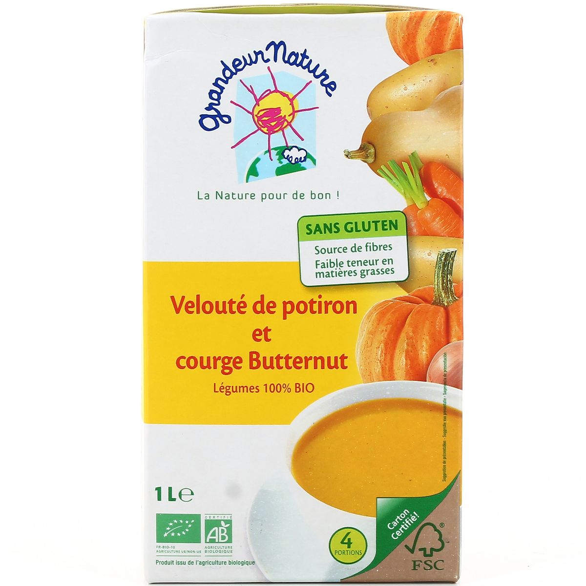 Grandeur nature Velouté de potiron et courge Butternut Bio, 1l
