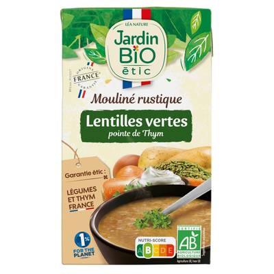Jardin Bio Etic Soupe Mouliné de Lentilles Vertes Pointe de Thym Bio, 1L