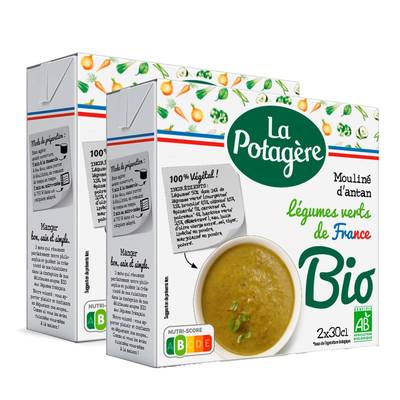 La Potagère Soupe Mouliné d'Antan Bio- Légumes Verts de France, Lot de 2 - 2x30cl