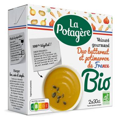 La Potagère Soupe Velouté Gourmand Duo Butternut et Potimarron Bio, 2x30cl