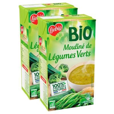 Liebig Soupe Mouliné de Légumes Verts Bio, Lot de 2x1L