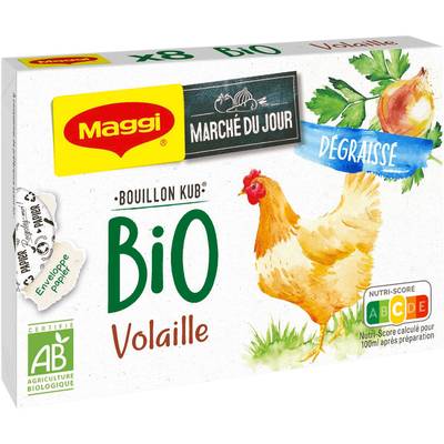 Maggi Bouillon Kub Volaille Dégraissé Bio - 8 tablettes, 8x10g