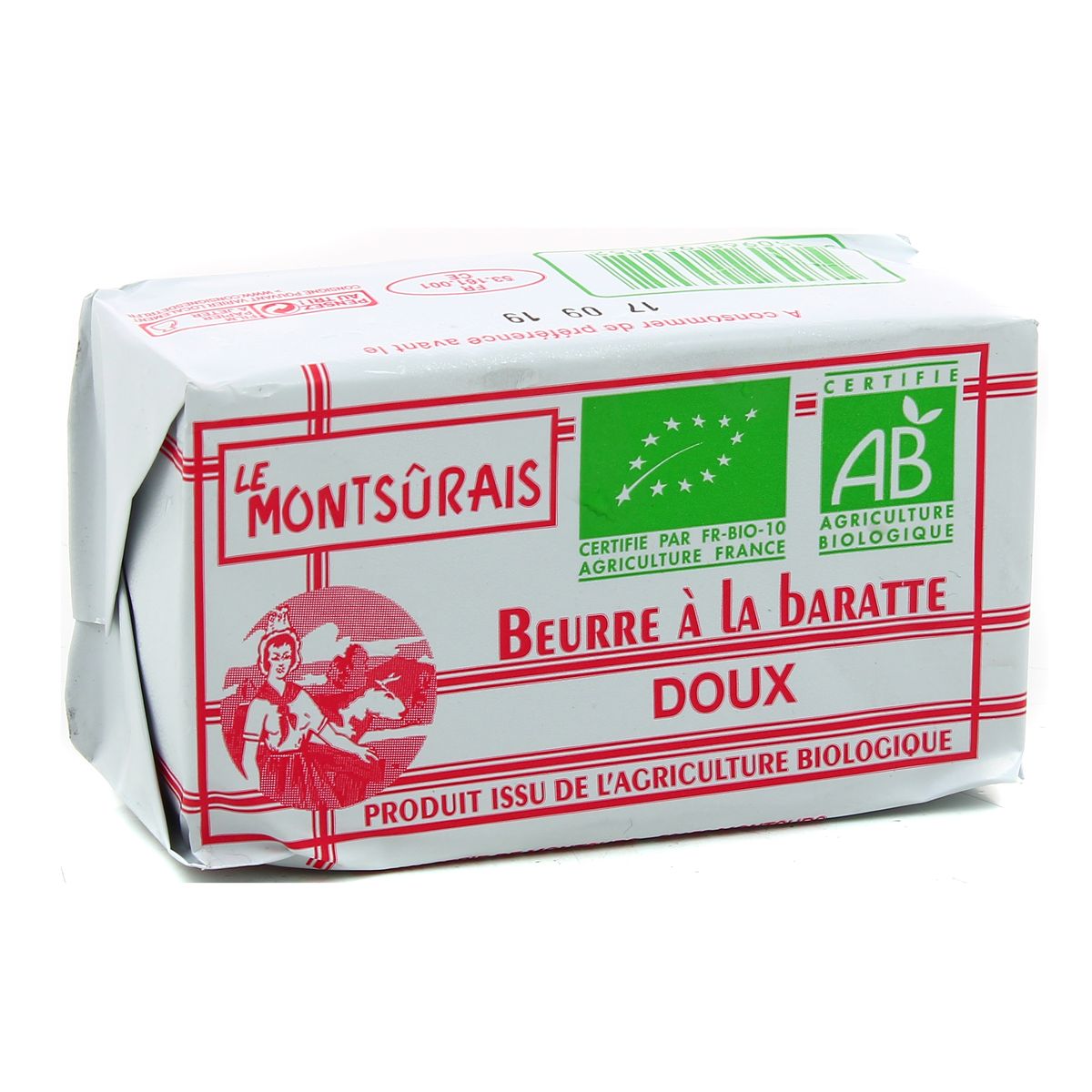 Le Montsûrais Beurre bio doux à la baratte, 250g