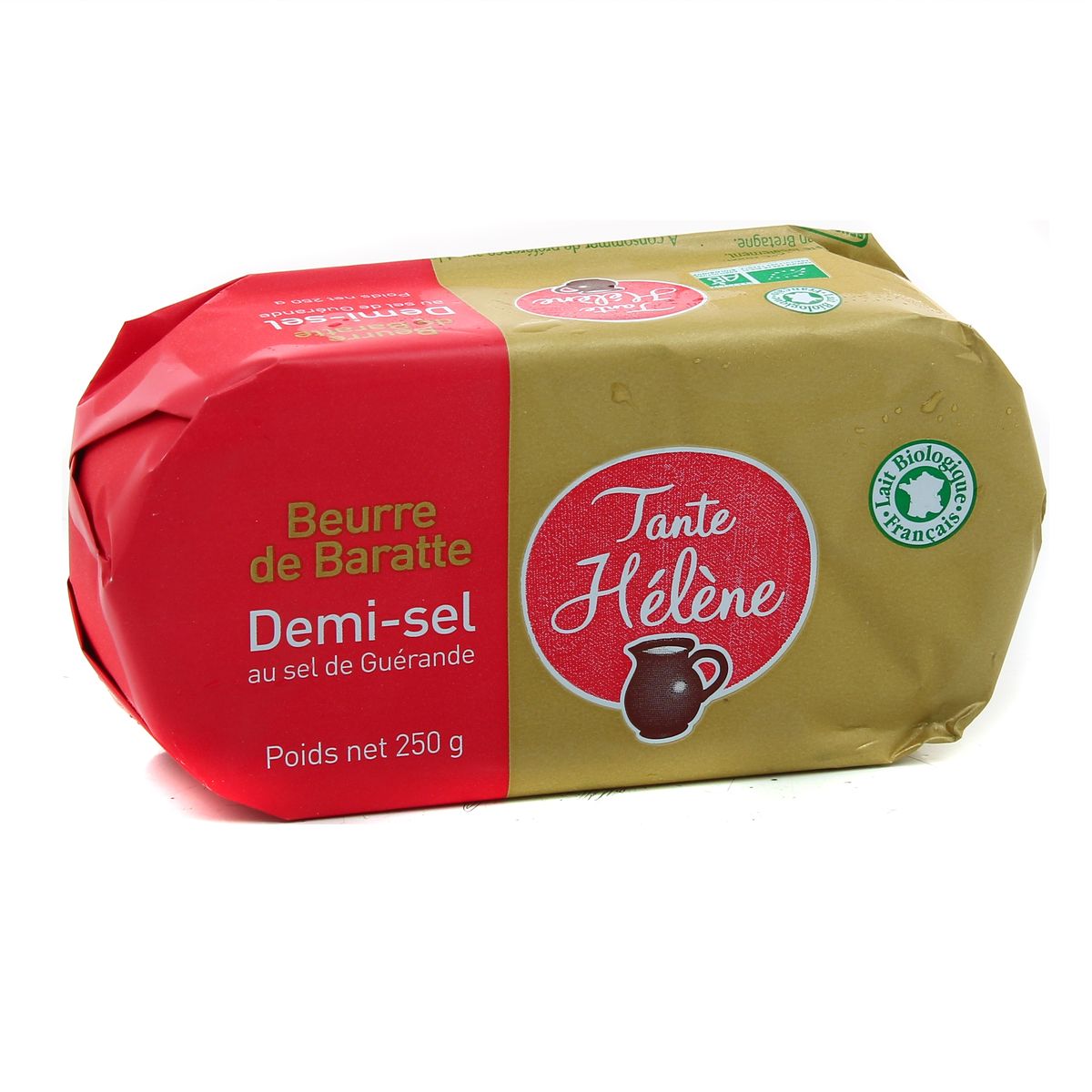Tante Hélène Beurre bio de baratte 1/2 Sel, 250g